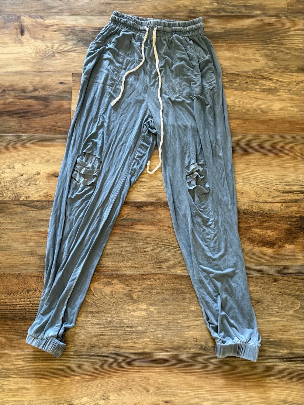POL Women's Slate Blue Distressed Drawstring Joggers